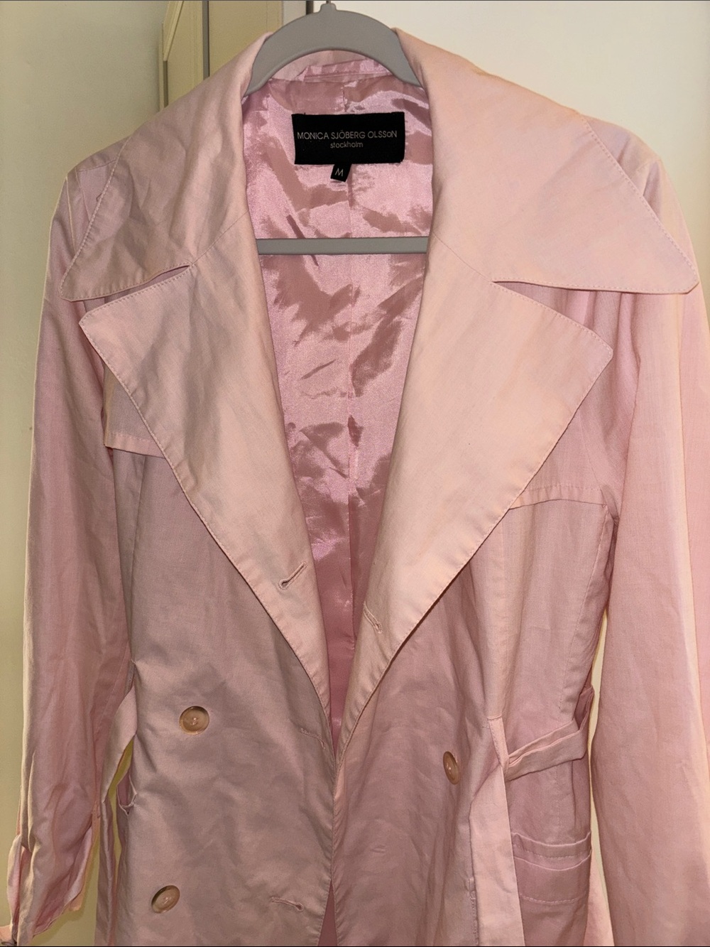 Pink Double-Breasted Trench Coat